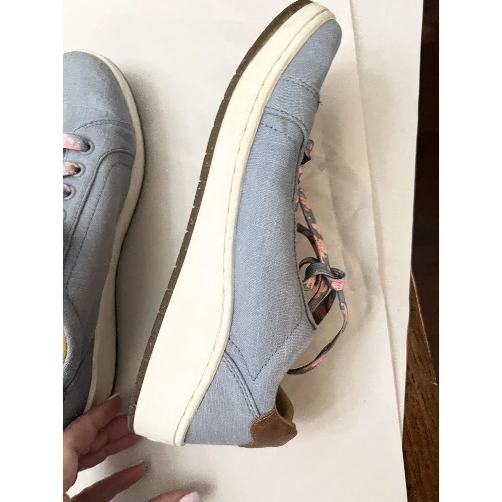 Aetrex Women's Renee Arch Support Sneakers Size 38 Blue Floral Laces Shoes 7.5